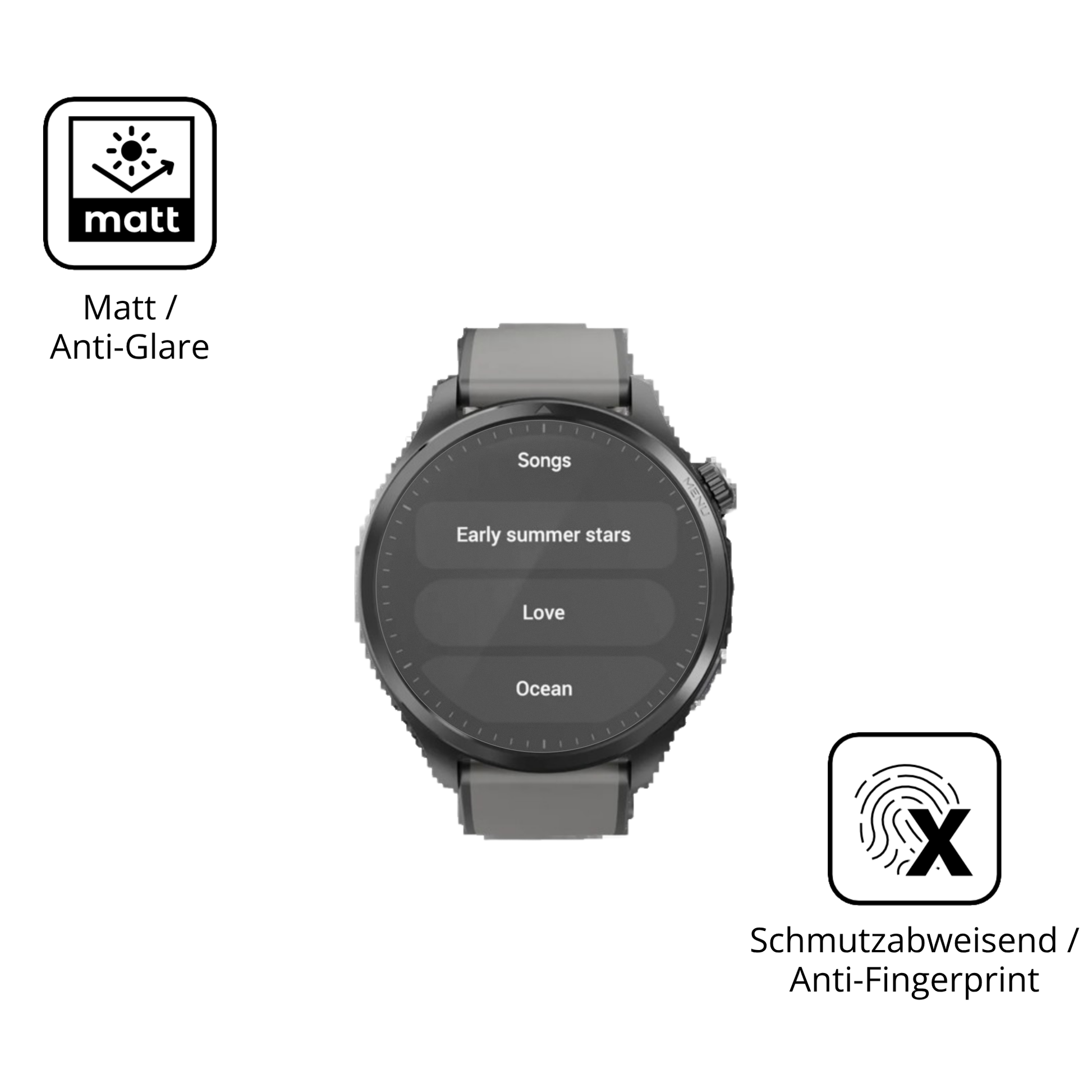9H Hartbeschichtete, flexible Folie passend zugeschnitten für Duoripe 1.43 Zoll Smartwatch