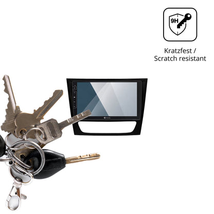 dipos Displayschutz für Dynavin D10-W211, transparente Oberfläche, perfekte Passform auch für die Rundungen