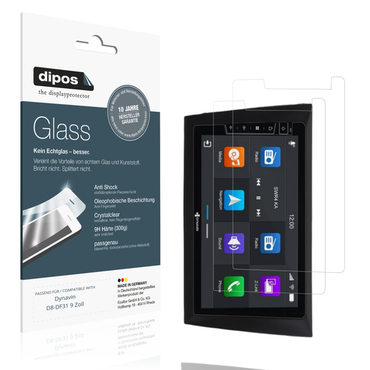 Klare Displayschutzfolie von dipos passend für Dynavin D8-DF31 9 Zoll, 9H kratzfest und blasenfrei montiert