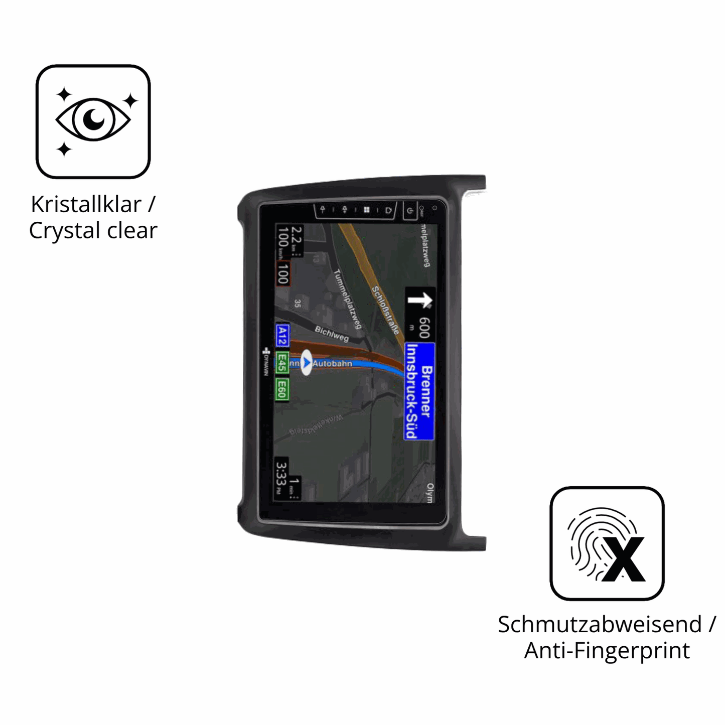 Flexible TPU-Folie passend zugeschnitten für Dynavin D9-69H Premium Flex 9 Zoll, vollständige Abdeckung