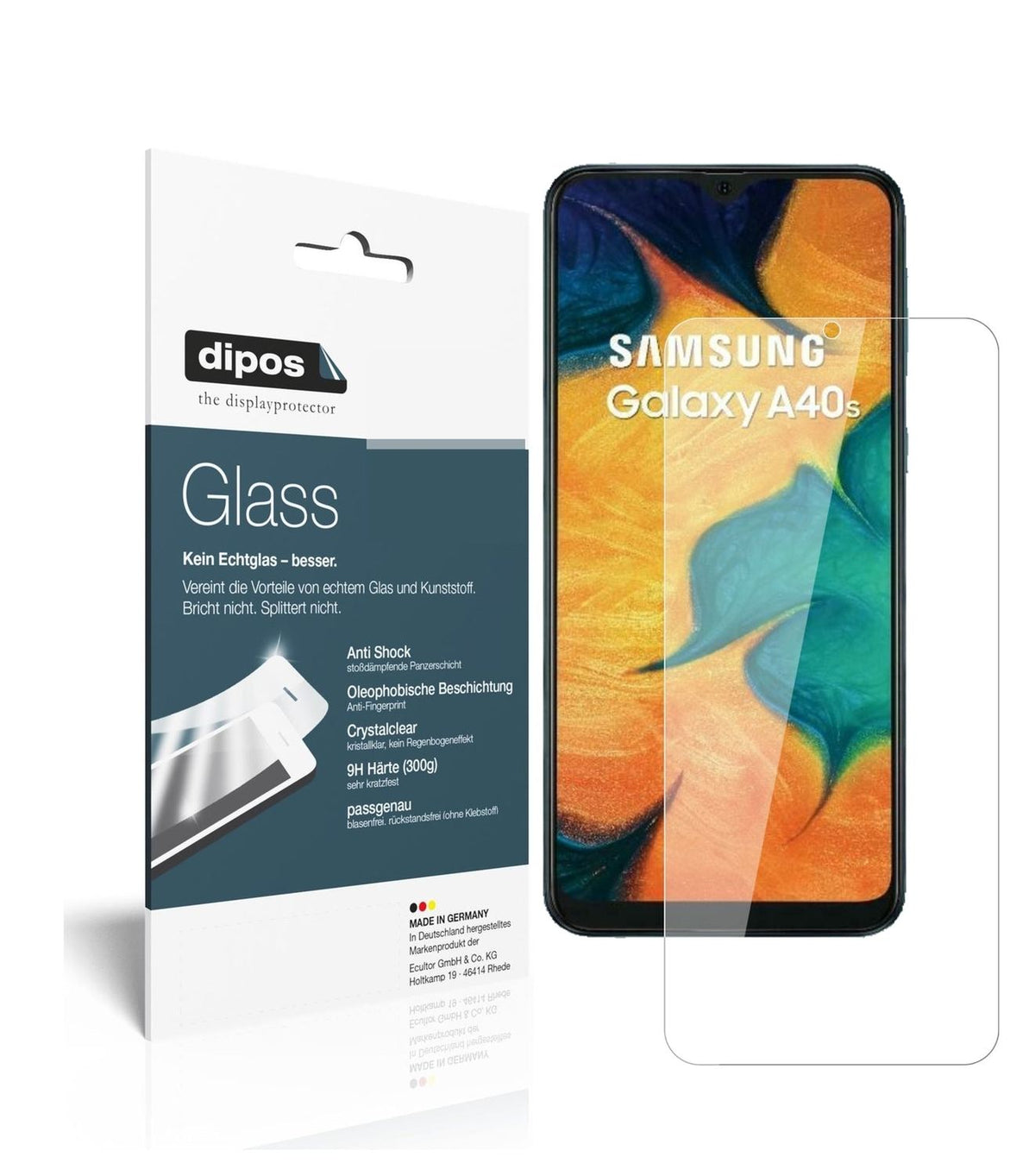 1x 9H Schutzfolie für Samsung Galaxy A40s Panzerfolie