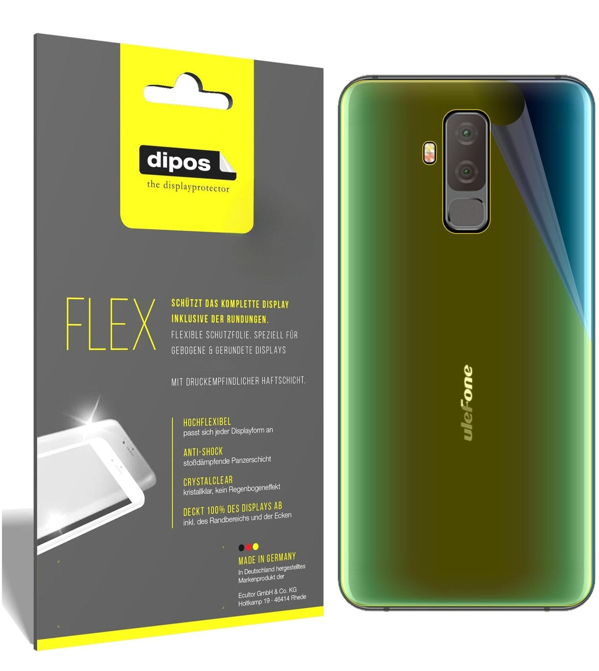 2x 3D Full Cover Schutzfolie für Ulefone T2 Rückseite