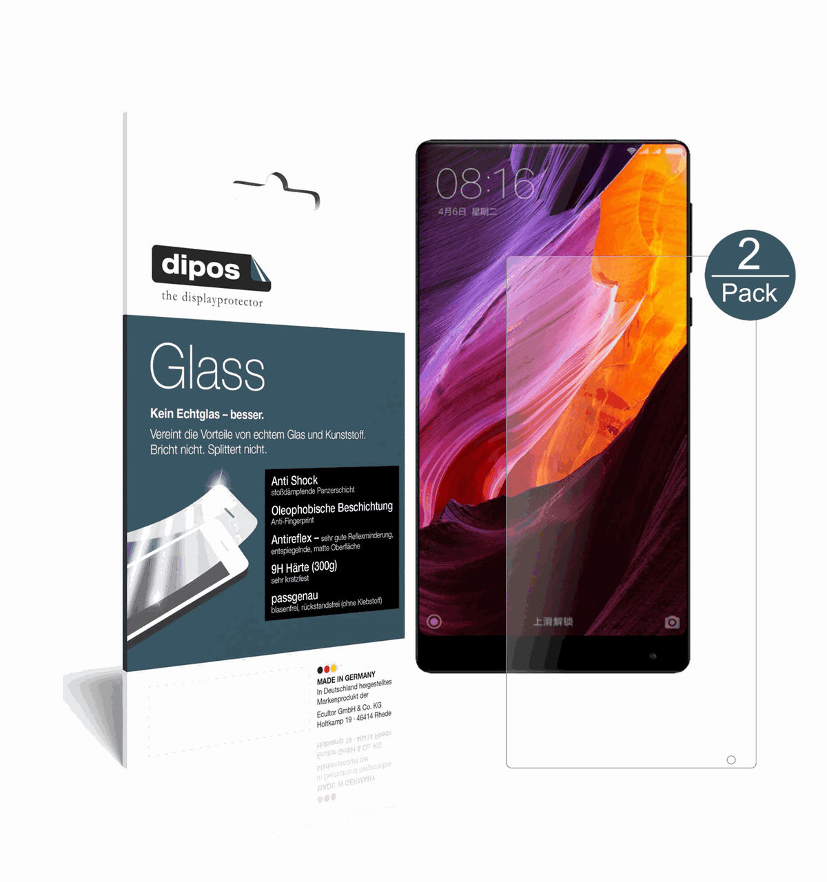 2x 9H Schutzfolie matt für Xiaomi Mi MIX 2 Panzerfolie