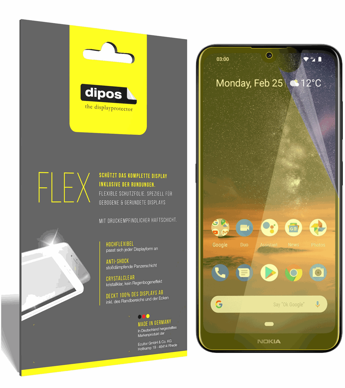 3x 3D Full Cover Schutzfolie für Nokia 46056