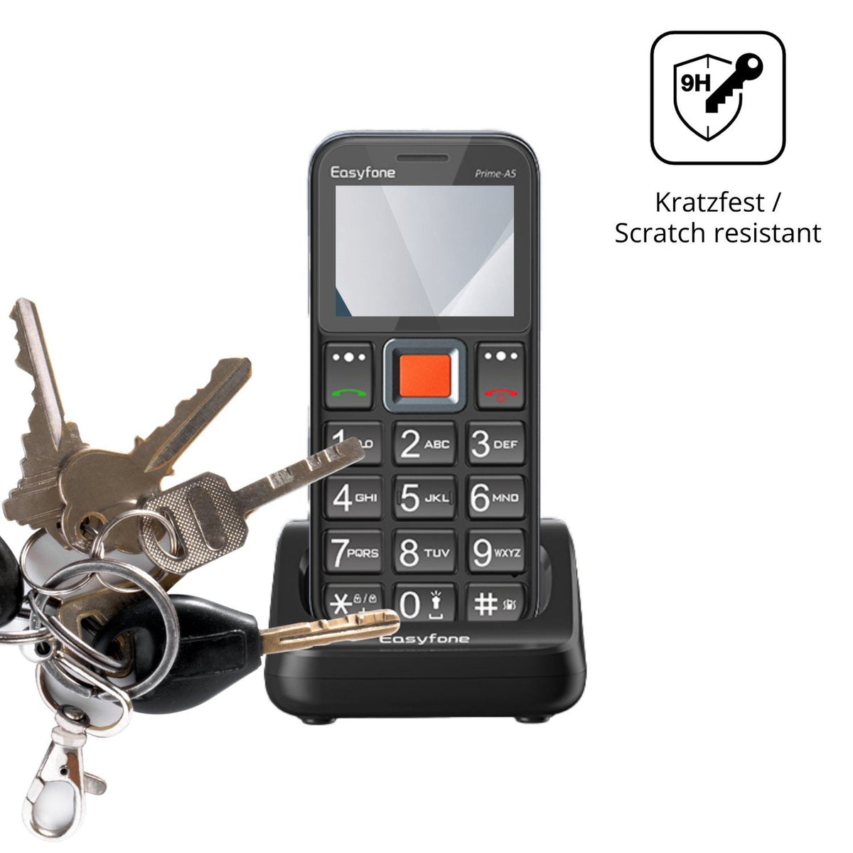 dipos Displayschutz für Easyfone Prime T5, transparente Oberfläche, perfekte Passform auch für die Rundungen