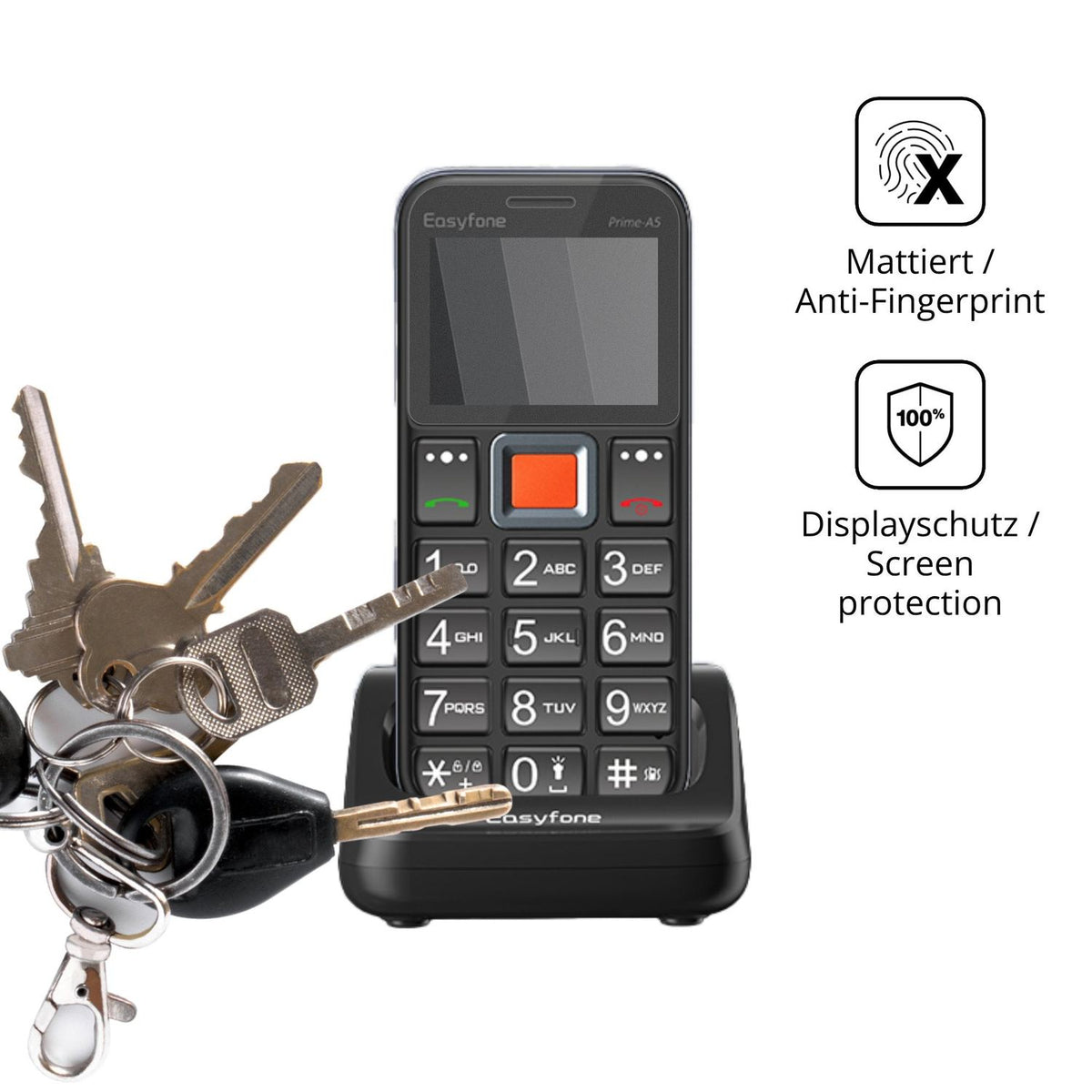 dipos Displayschutz für Easyfone Prime T5, mattierte Oberfläche, Blickschutzfilter und perfekter Passform