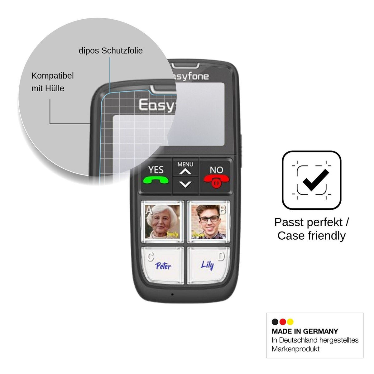 4x Schutzfolie matt für Easyfone T6 4G Display-Schutzfolie
