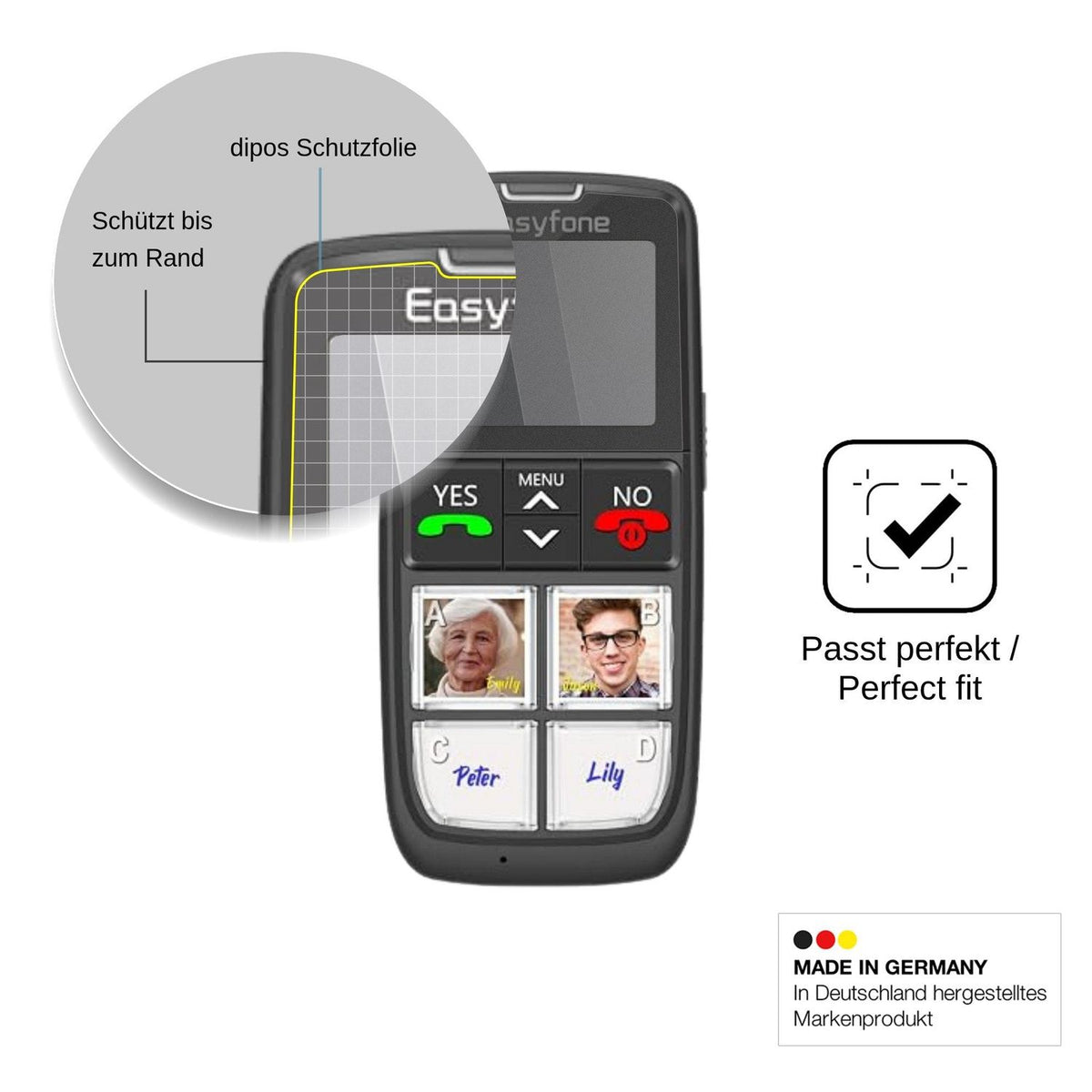 Blickschutzfolie für Easyfone T6 4G matt Schutzfolie Privacy