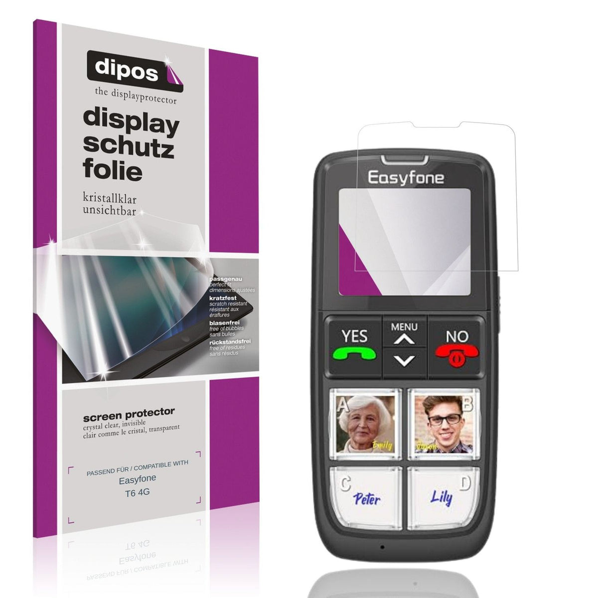 4x Schutzfolie klar für Easyfone T6 4G Display-Schutzfolie