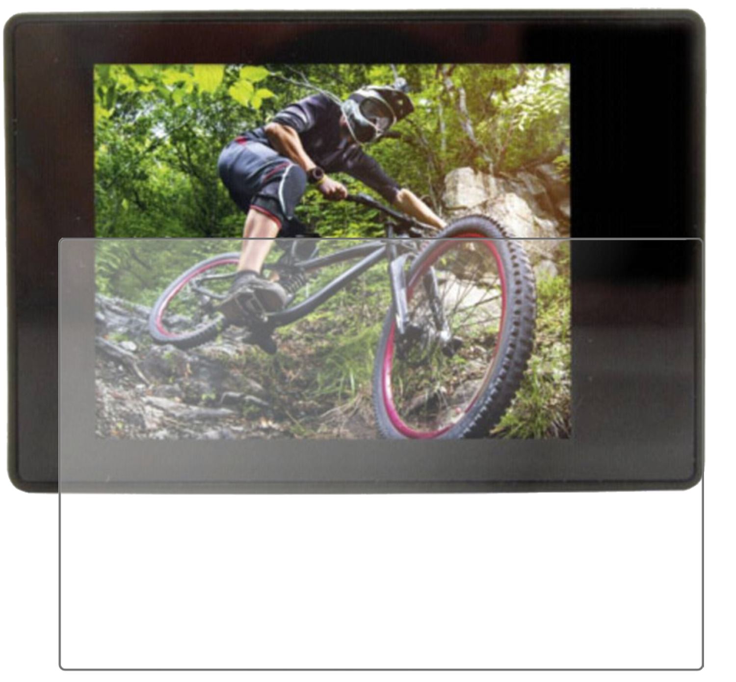 EasypixGoXtreme Black Hawk Plus 4K mit aufgebrachter dipos Panzerfolie, die lästige Fingerabdrücke minimiert