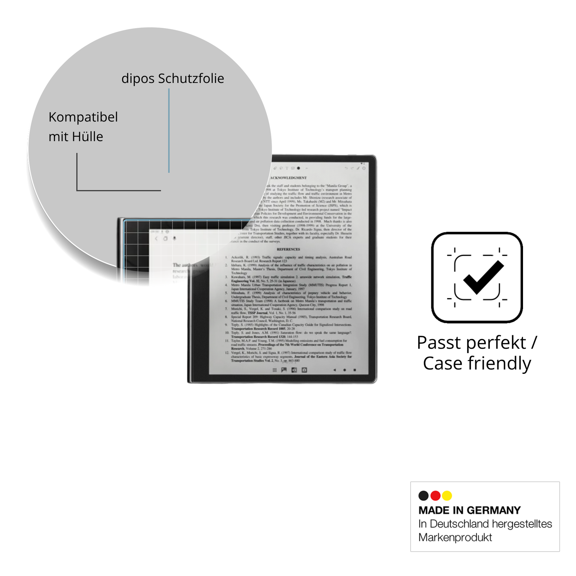 Schutzfolie mit optimaler Passform, zur Verwendung mit Hüllen geeignet