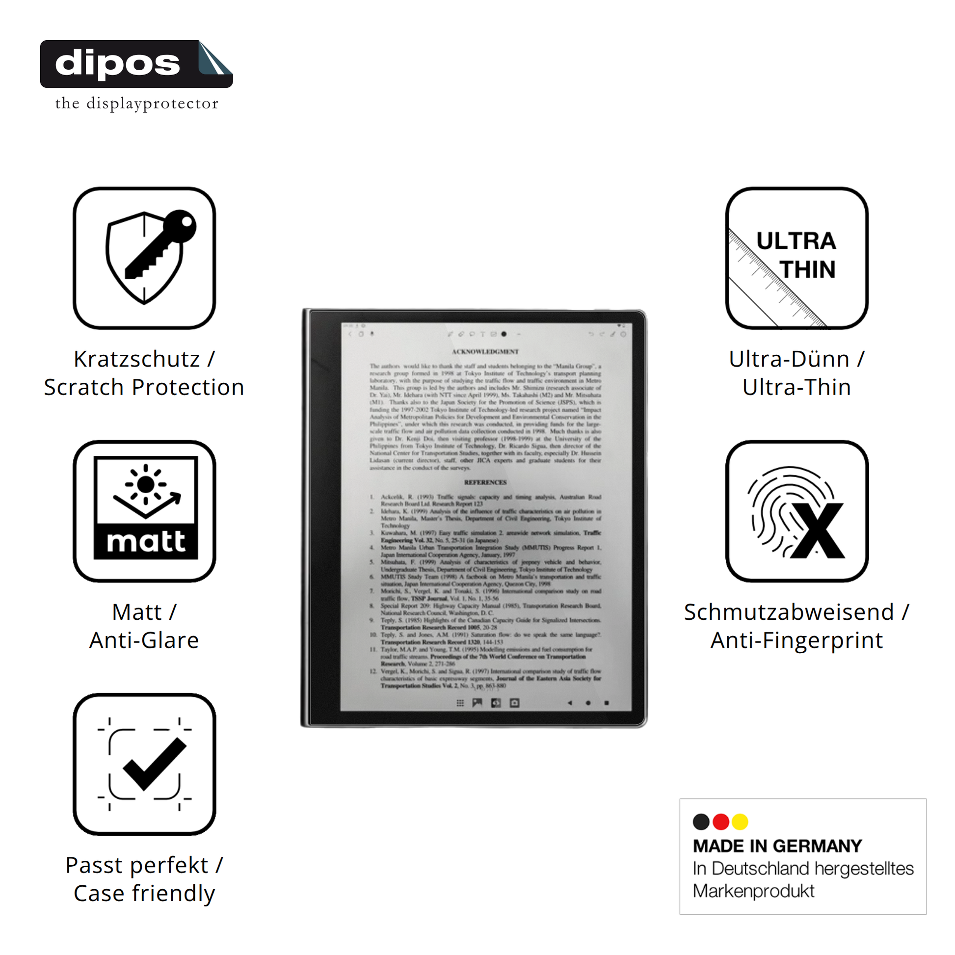 Displayschutz hergestellt in Deutschland, höchste Qualität made in Germany