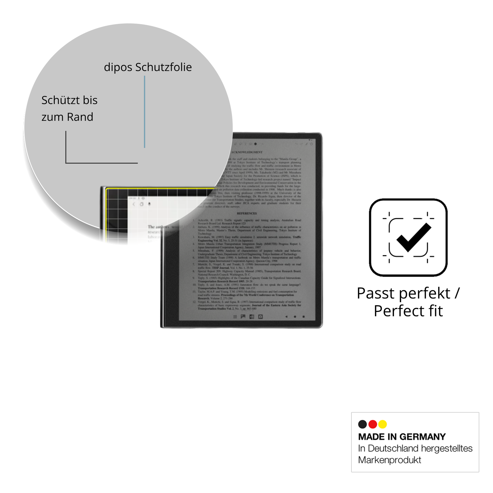 Schutz gegen Kratzer auf dem eazeyepaper 2.0 Glas durch Schlüssel oder Ähnliches