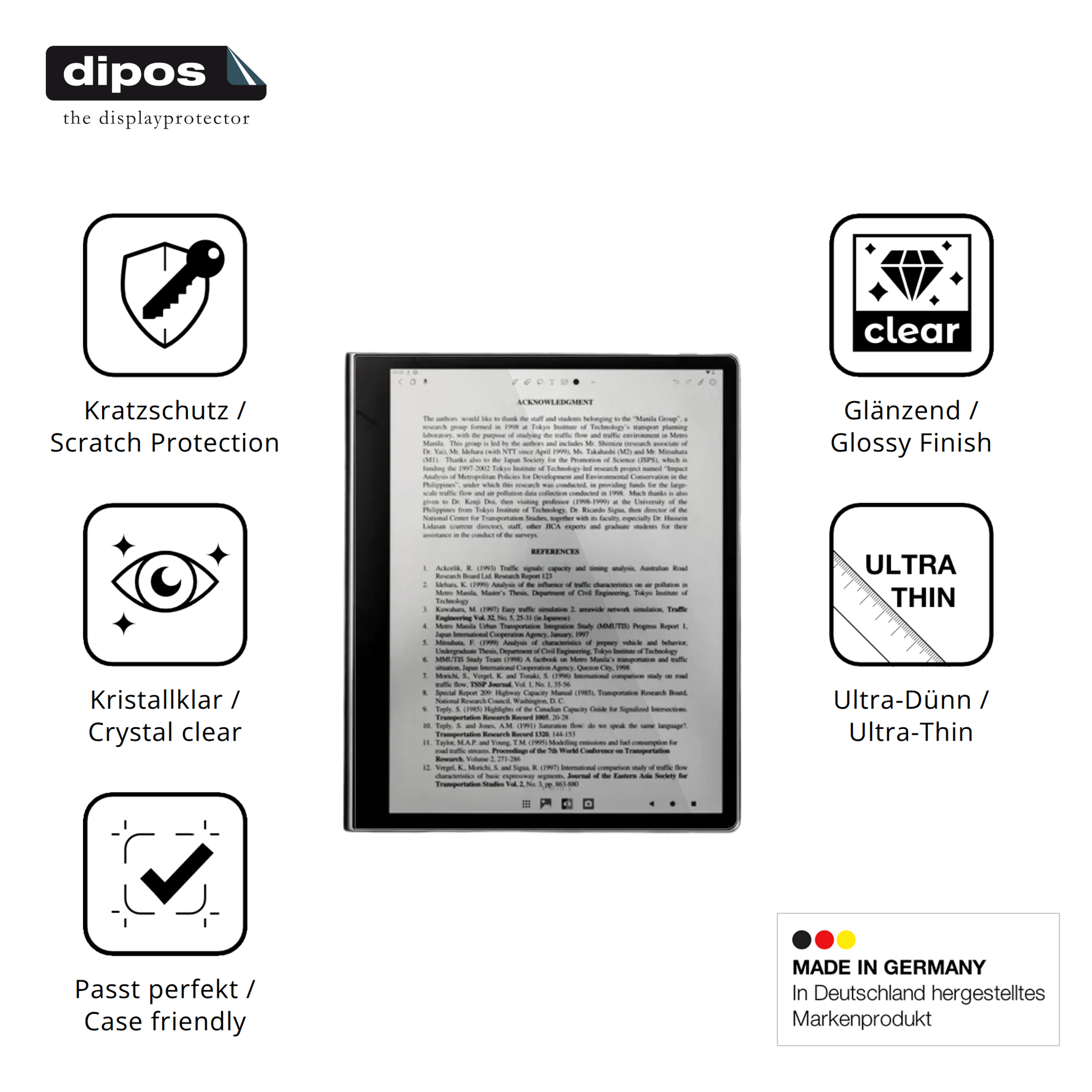 Displayschutz hergestellt in Deutschland, höchste Qualität made in Germany