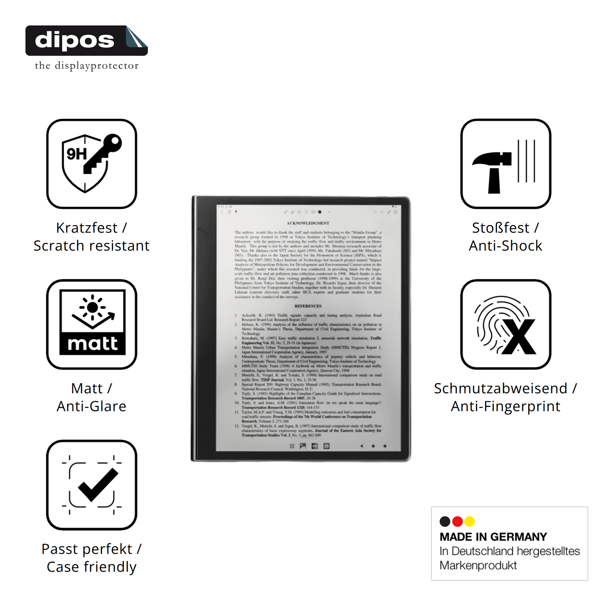 Displayschutz hergestellt in Deutschland, höchste Qualität made in Germany