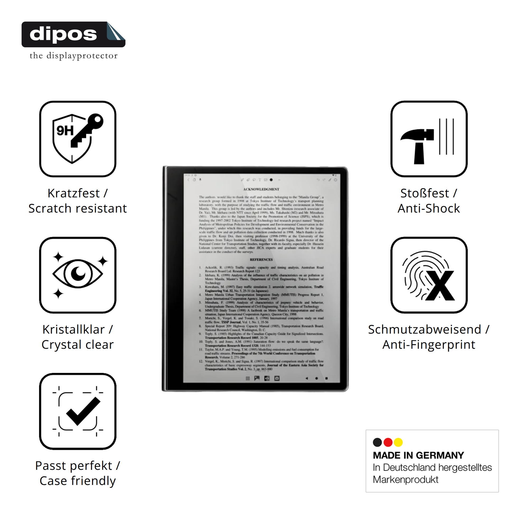 Displayschutz hergestellt in Deutschland, höchste Qualität made in Germany