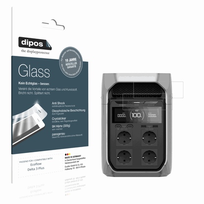 Klare Displayschutzfolie von dipos passend für Ecoflow Delta 3 Plus, 9H kratzfest und blasenfrei montiert