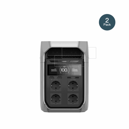 EcoflowDelta 3 Plus mit aufgebrachter dipos Flex Schutzfolie, glasklare Darstellung ohne Einschränkungen