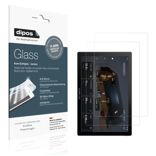 Klare Displayschutzfolie von dipos passend für ecoflowpowerinsight, 9H kratzfest und blasenfrei montiert