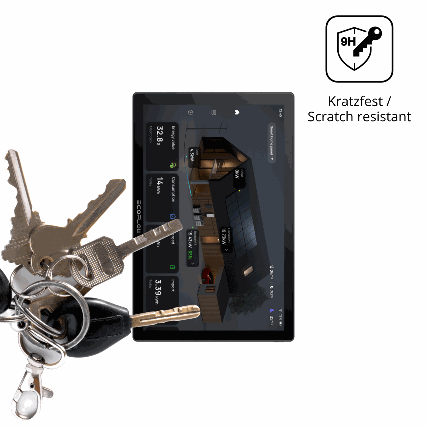 dipos Displayschutz für ecoflowpowerinsight, transparente Oberfläche, perfekte Passform auch für die Rundungen