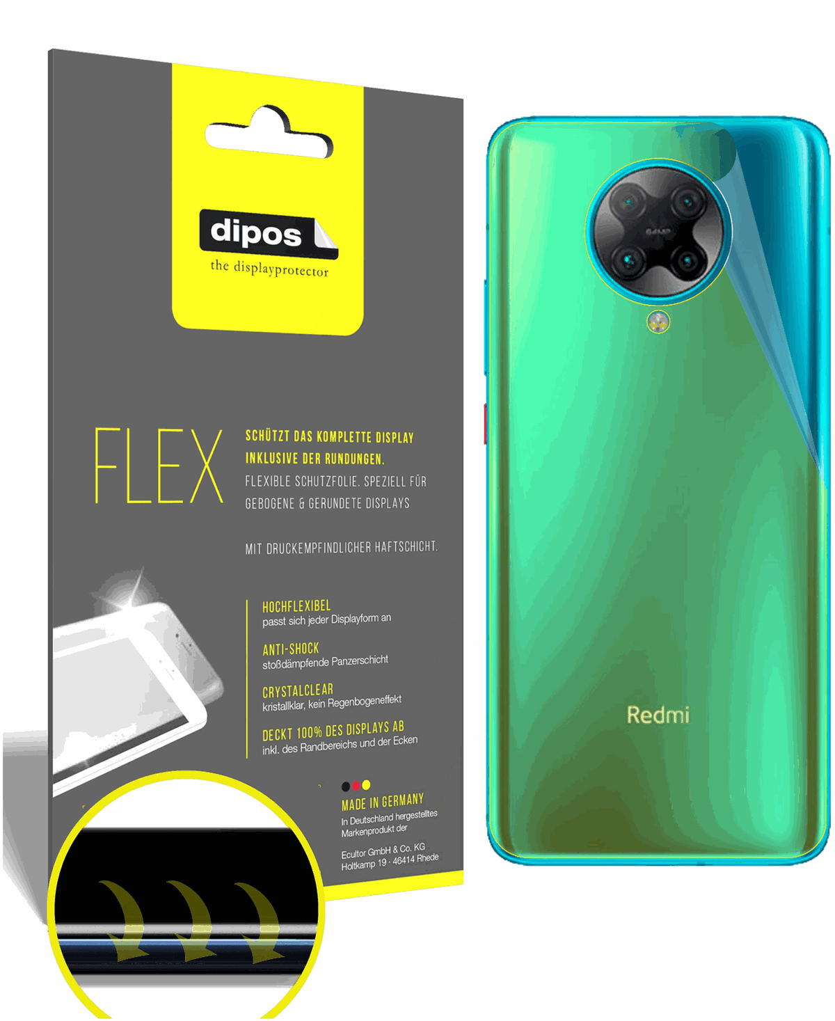 3x 3D Full Cover Schutzfolie für Xiaomi Redmi K30 Ultra Rückseite