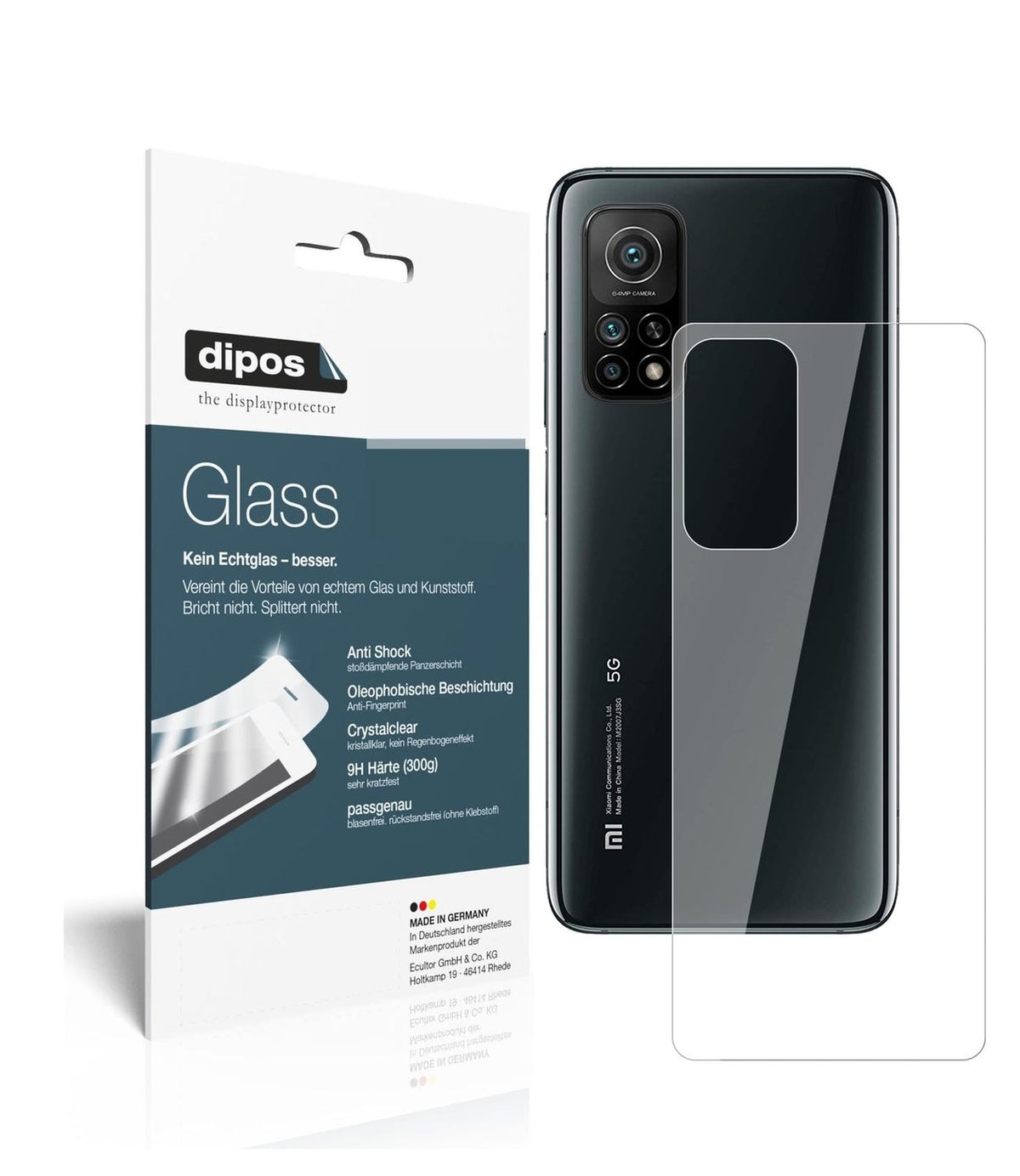 1x 9H Schutzfolie für Xiaomi Mi 10T Rückseite Panzerfolie