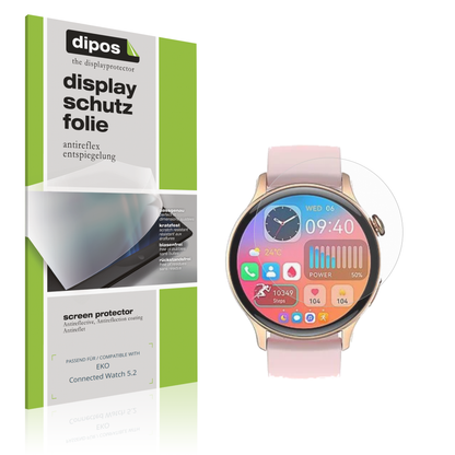 Matte Displayschutzfolie von dipos passend für EKO Connected Watch 5.2, präziser Zuschnitt und blasenfrei montiert