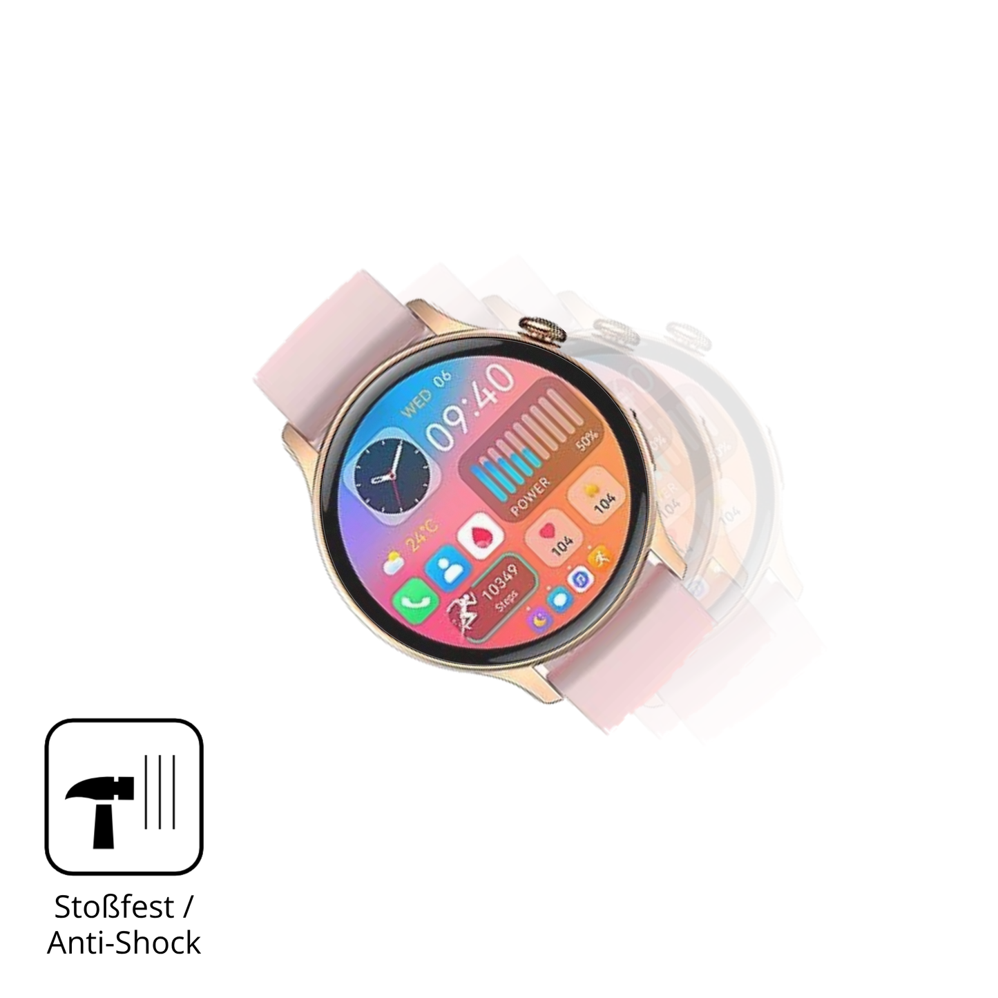 Schutz gegen Kratzer auf dem EKO Connected Watch 5.2 Glas durch Schlüssel, Stöße gegen die Tischkante oder Stürze