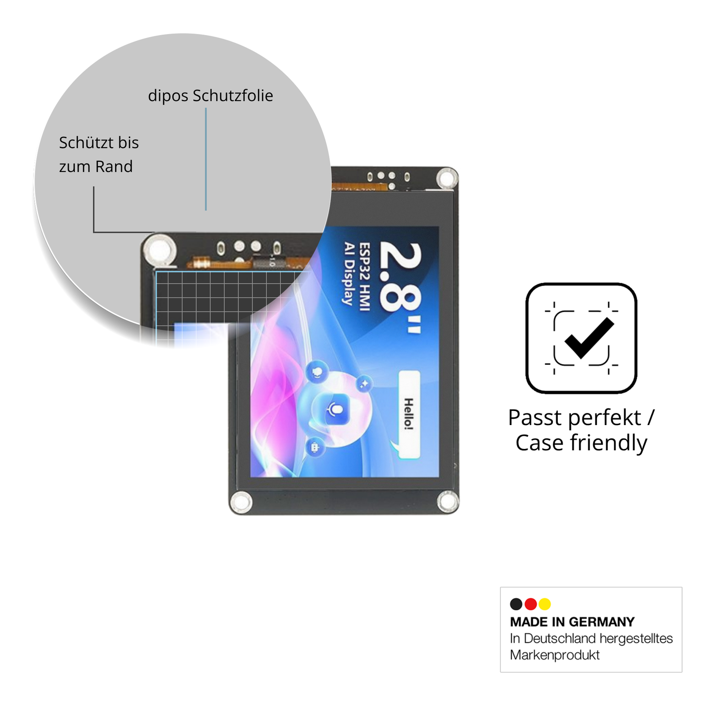 Schutzglasfolie mit optimaler Passform, zur Verwendung mit Hüllen geeignet
