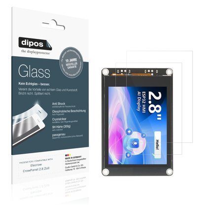 Klare Displayschutzfolie von dipos passend für Elecrow CrowPanel 2.8 Zoll, 9H kratzfest und blasenfrei montiert