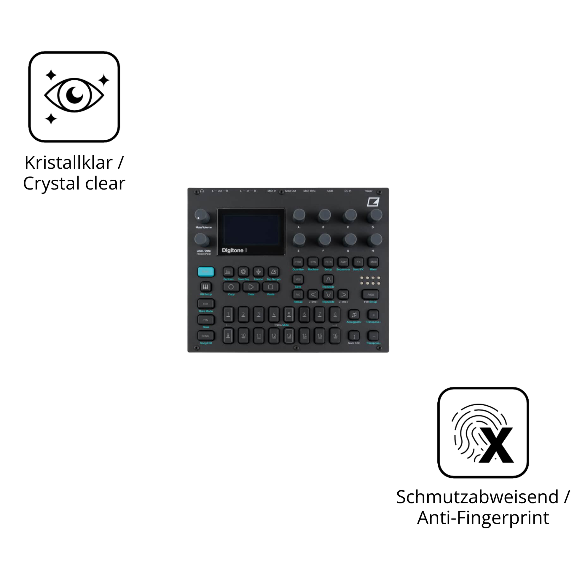 Flexible TPU-Folie passend zugeschnitten für Elektron Digitone, vollständige Abdeckung