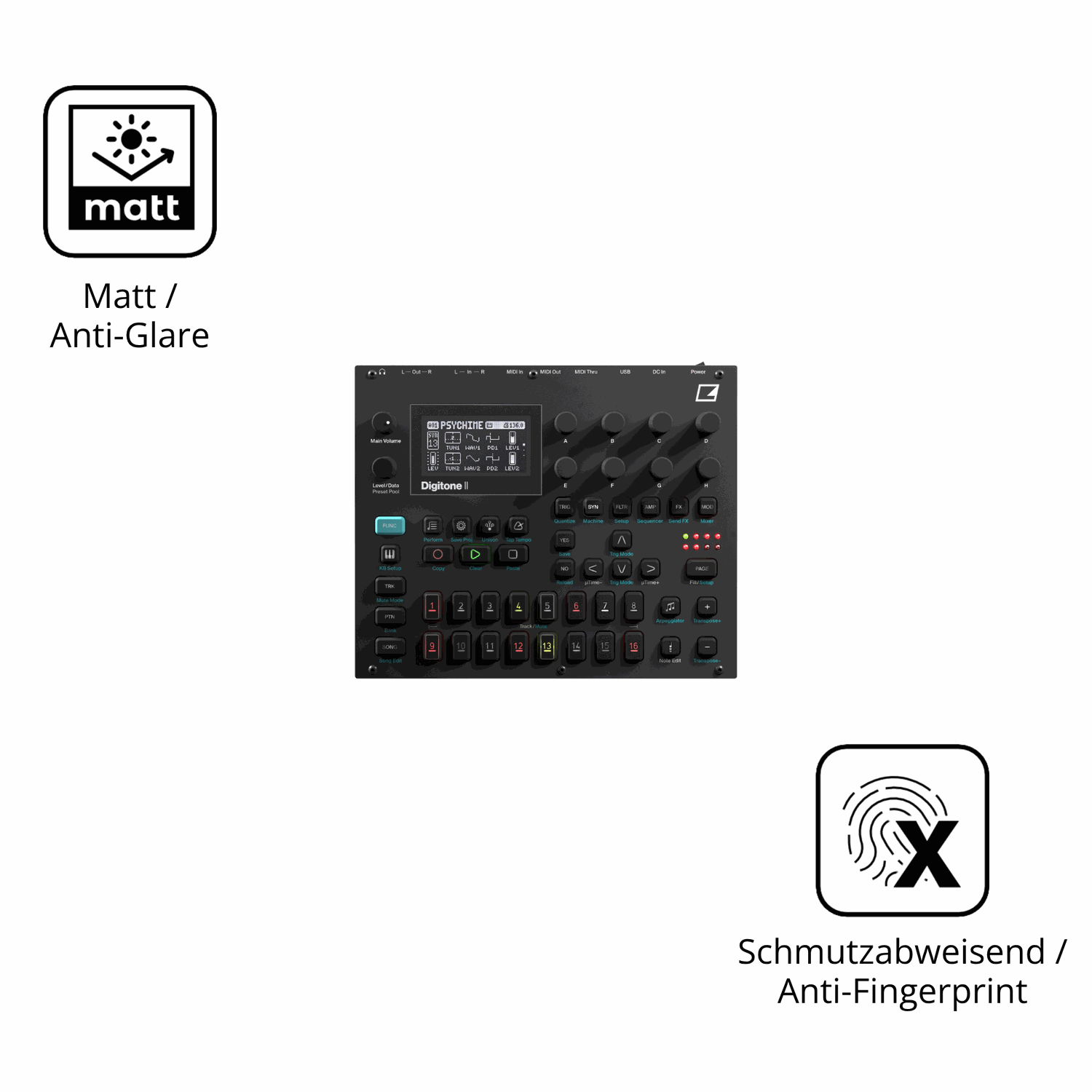 Dünne und entspiegelnde Folie passend zugeschnitten für Elektron Digitone II
