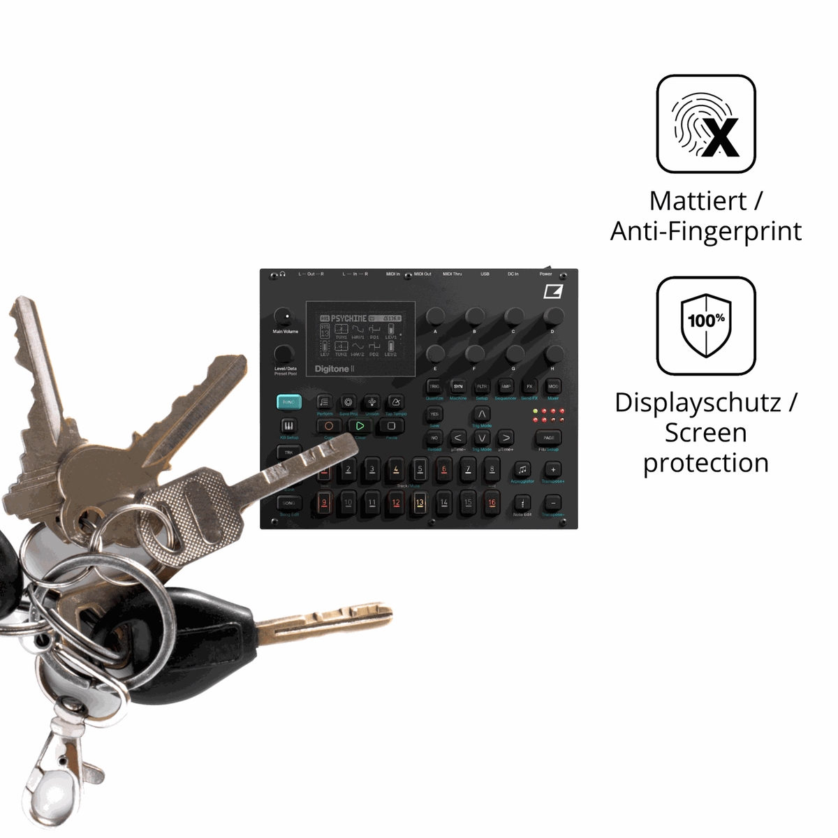 dipos Displayschutz für Elektron Digitone II, mattierte Oberfläche, Blickschutzfilter und perfekter Passform