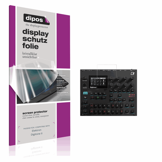 Klare Displayschutzfolie von dipos passend für Elektron Digitone II, präziser Zuschnitt und blasenfrei montiert