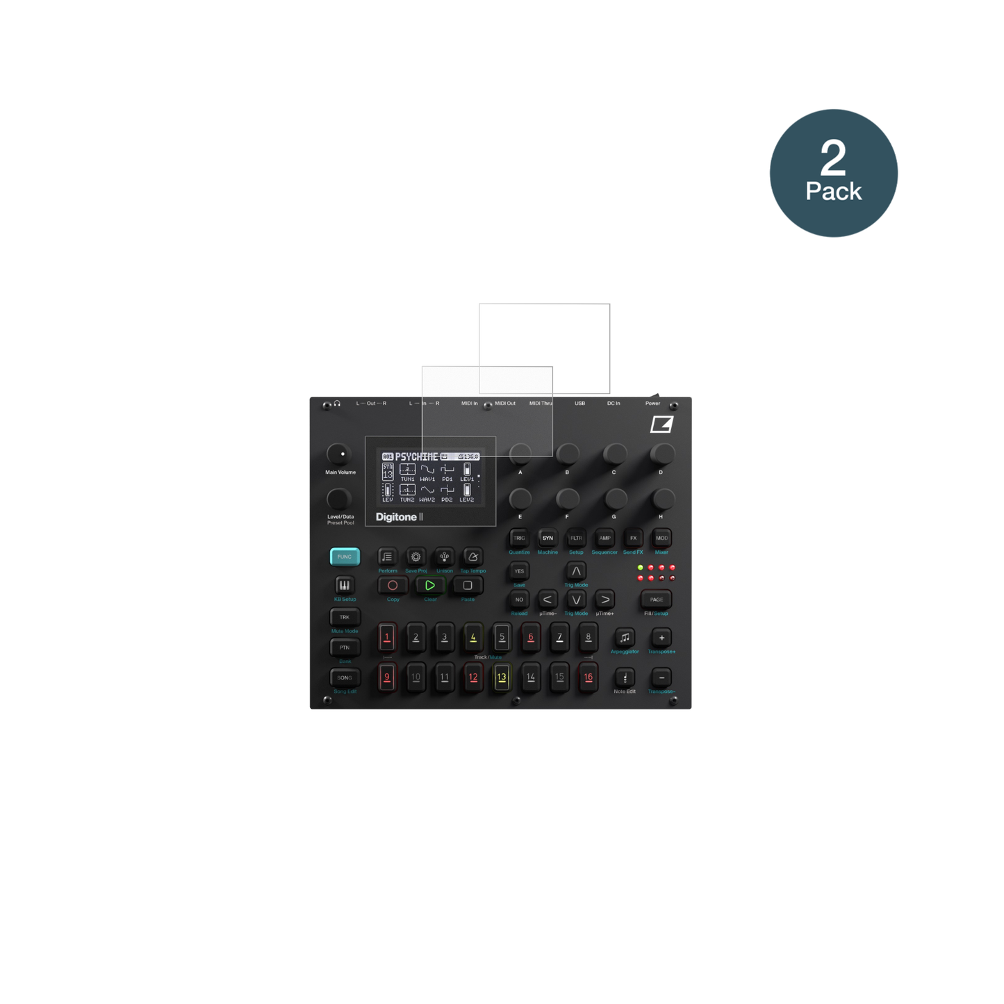 ElektronDigitone II mit aufgebrachter dipos Panzerfolie, die lästige Fingerabdrücke minimiert