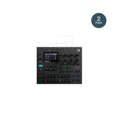 ElektronDigitone II mit aufgebrachter dipos Flex Schutzfolie, glasklare Darstellung ohne Einschränkungen
