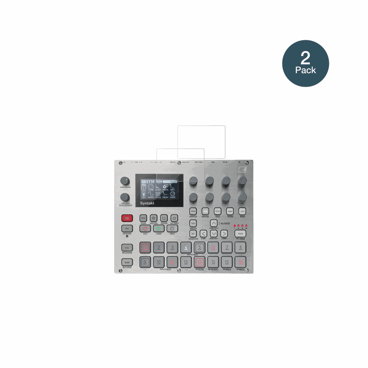 ElektronSyntakt E25 mit aufgebrachter dipos Panzerfolie, die lästige Fingerabdrücke minimiert