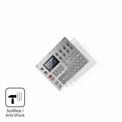 Schutz gegen Kratzer auf dem Elektron Syntakt E25 Glas durch Schlüssel, Stöße gegen die Tischkante oder Stürze