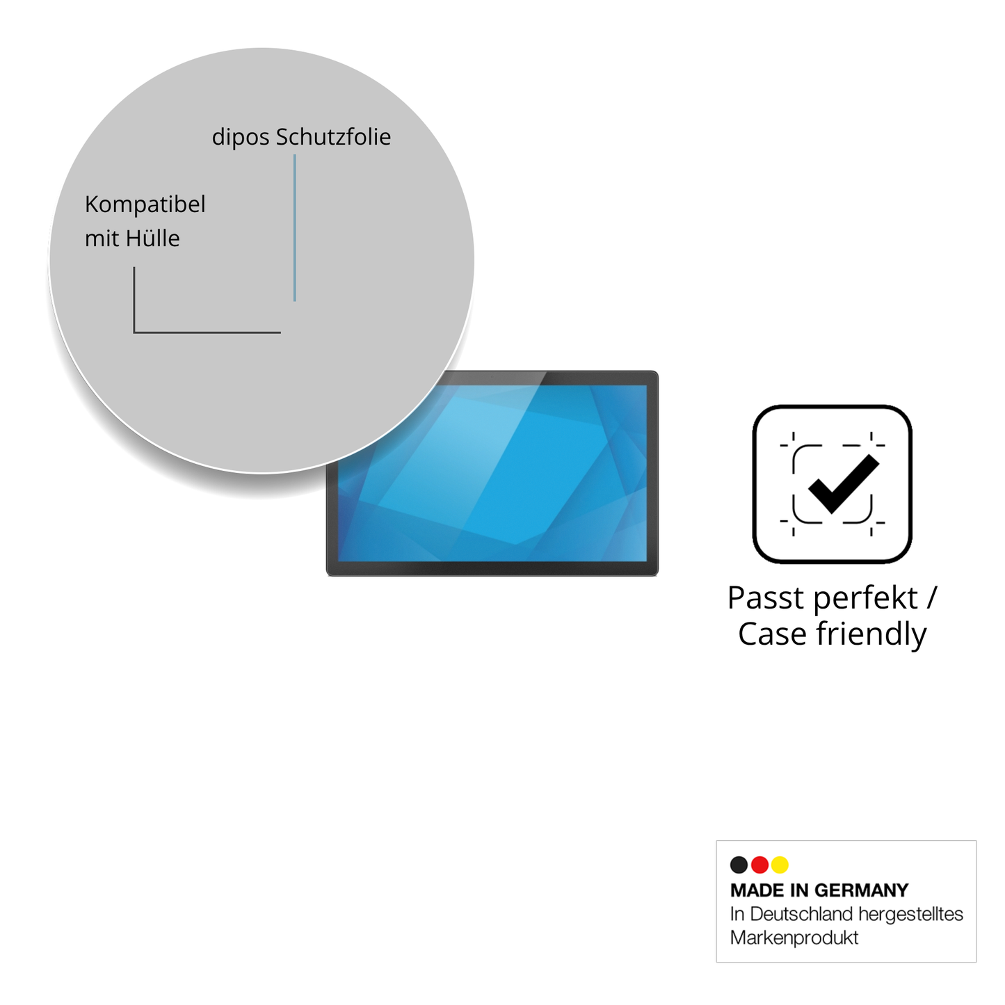 Schutzfolie mit optimaler Passform, zur Verwendung mit Hüllen geeignet
