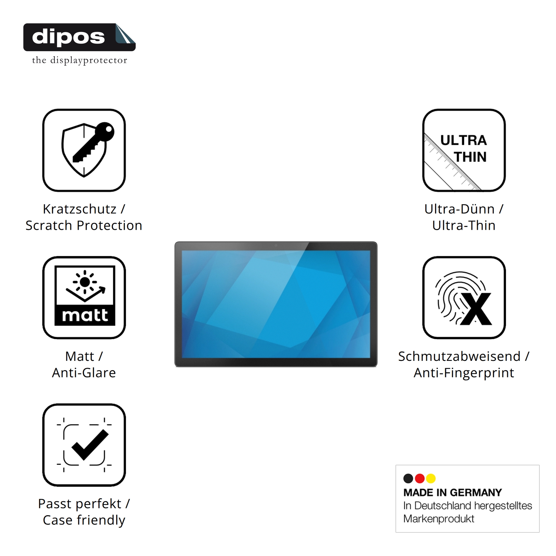 Displayschutz hergestellt in Deutschland, höchste Qualität made in Germany