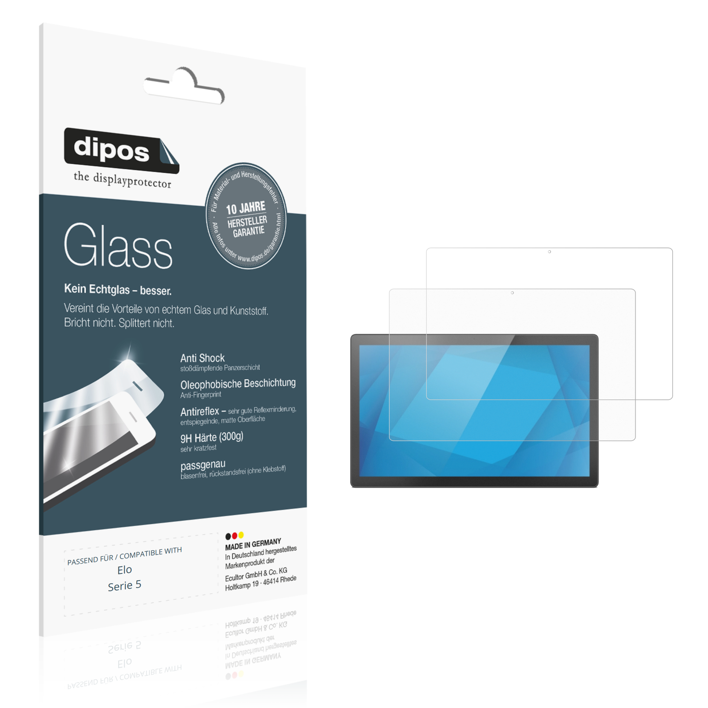 Matte Displayschutzfolie von dipos passend für eloserie 5, 9H kratzfest und blasenfrei montiert