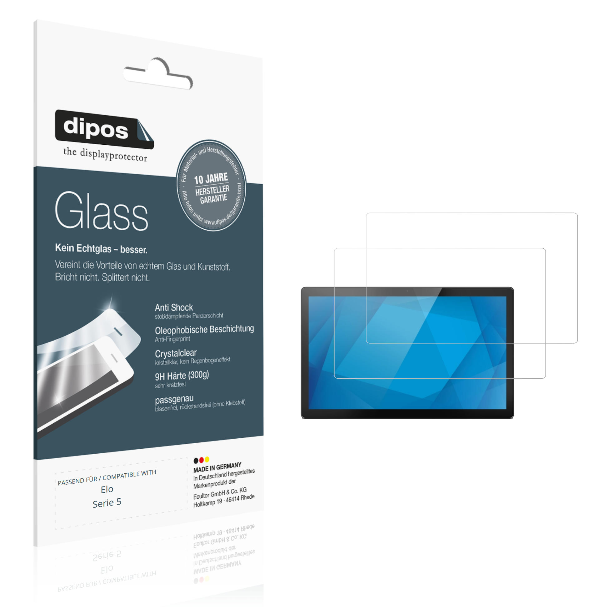 Klare Displayschutzfolie von dipos passend für eloserie 5, 9H kratzfest und blasenfrei montiert