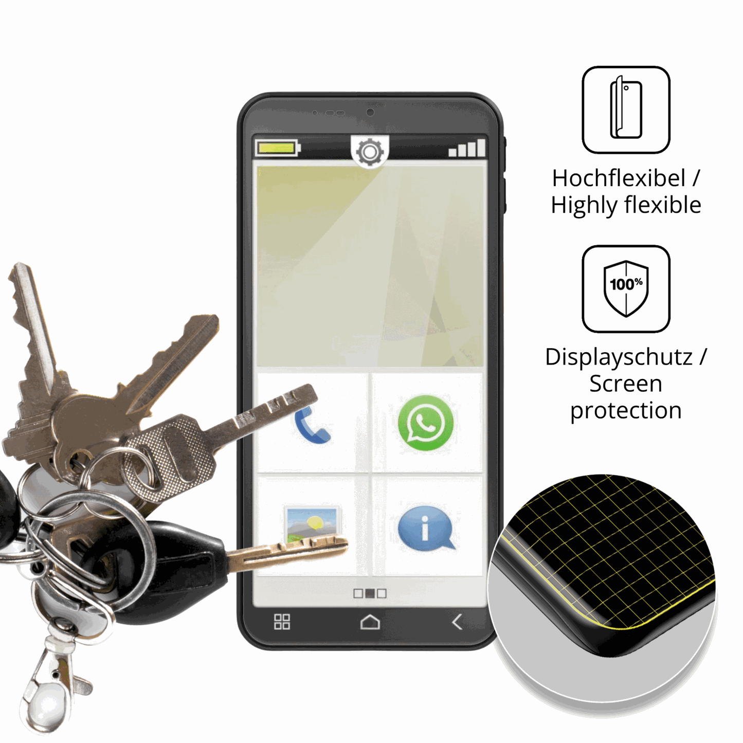 dipos Displayschutz f�r Emporia Smart 7 Mini, transparente Oberfl�che, perfekte Passform auch f�r die Rundungen