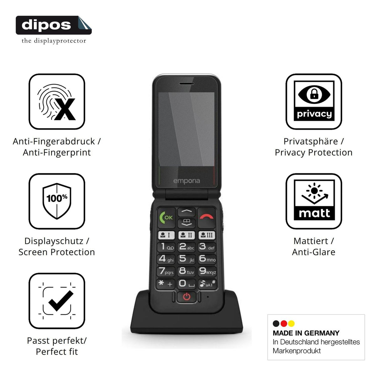 Blickschutzfolie für Emporia Joy LTE matt Schutzfolie Privacy