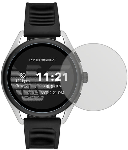 Emporio ArmaniSmartwatch 3 mit aufgebrachter dipos Displayschutzfolie, die lästige Fingerabdrücke minimiert