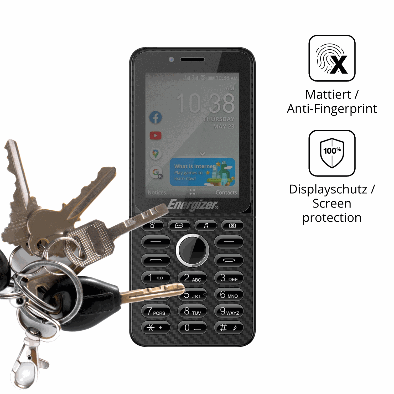 dipos Displayschutz für Energize E288S, mattierte Oberfläche, Blickschutzfilter und perfekter Passform