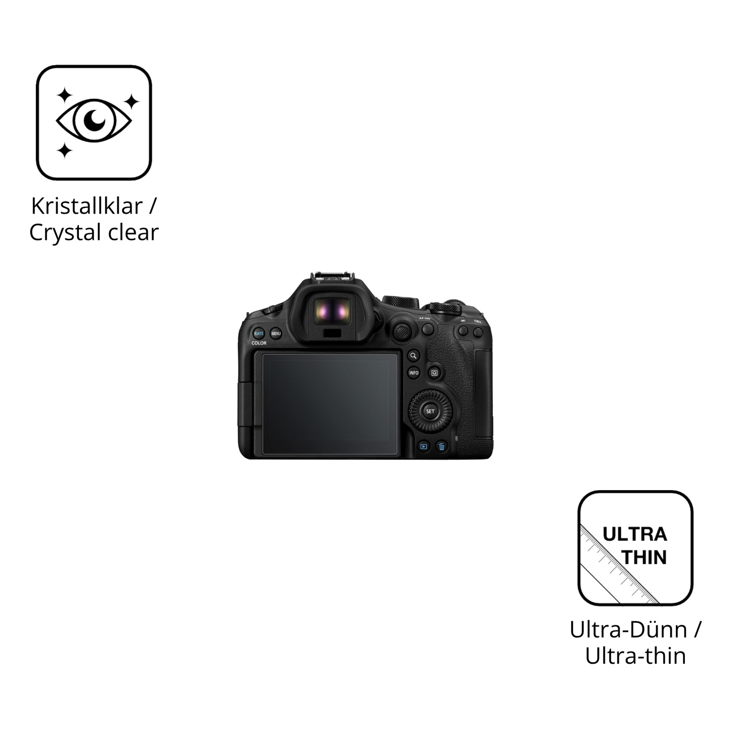 Dünne und klare Folie passend zugeschnitten für EOS R6 Mark III
