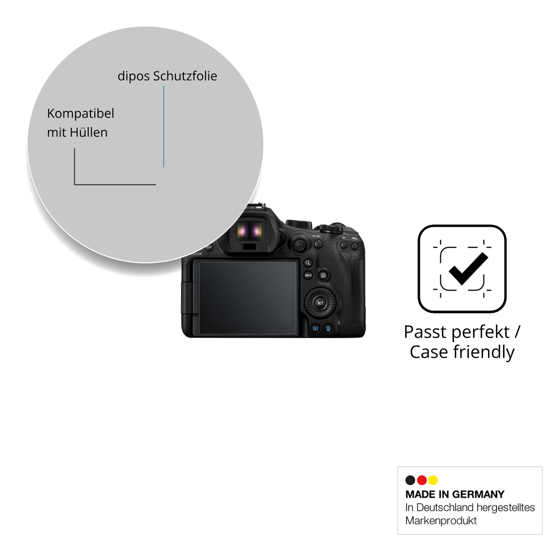 Schutzfolie mit optimaler Passform, zur Verwendung mit Hüllen geeignet