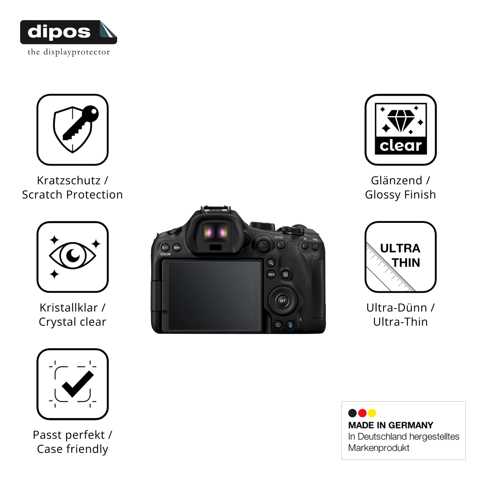 Displayschutz hergestellt in Deutschland, höchste Qualität made in Germany