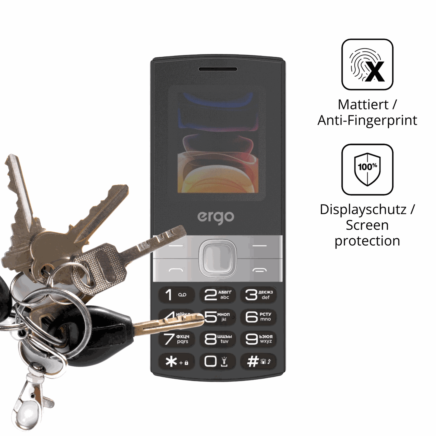 dipos Displayschutz für Ergo B185, mattierte Oberfläche, Blickschutzfilter und perfekter Passform